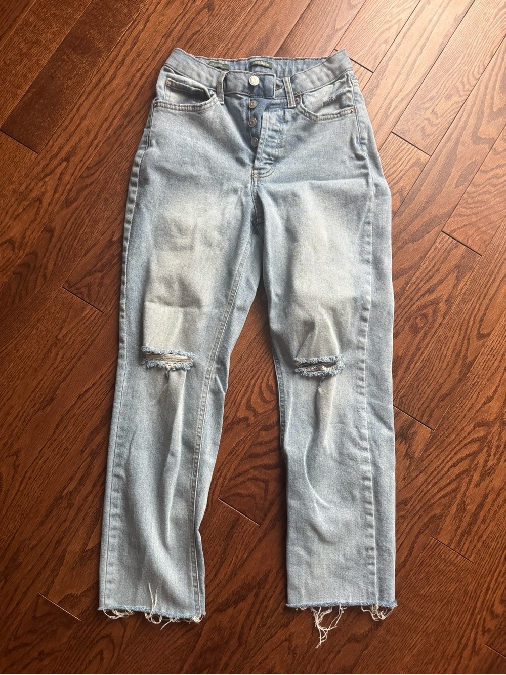 wild fable Light Blue Distressed Straight-Leg Jeans